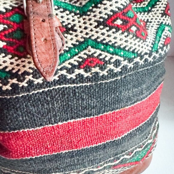 Vintage Handmade Ethnic Kilim Leather LArge Backpack - Picture 5 of 15